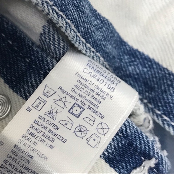 Forever 21 Blue Ivory Stripe Denim Jacket - Picture 8 of 9